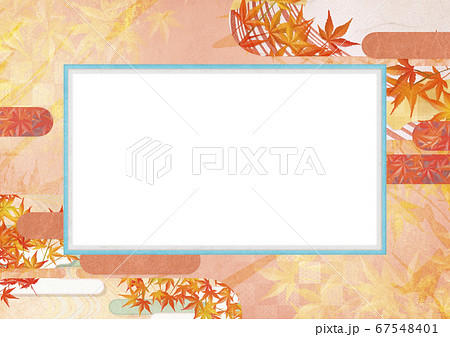 和紙の風合いを感じる背景イラスト-秋、紅葉の季節感 67548401