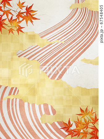 和紙の風合いを感じる背景イラスト 秋 紅葉の季節感 Xl A3 350dpi のイラスト素材