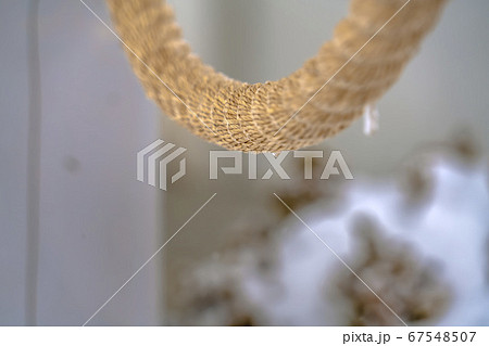 Details of rope against blurred snowy background 67548507
