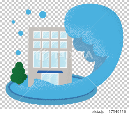 浸水の被害に遭うビルのベクターイラスト 67549556