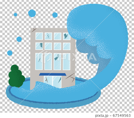 浸水の被害に遭うビルのベクターイラスト 67549563