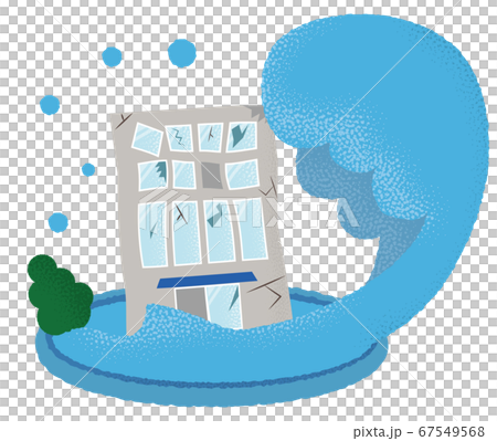 浸水の被害に遭うビルのベクターイラスト 67549568