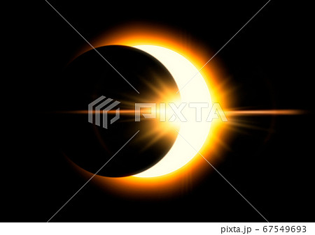 太陽が月で覆われる現象 日食 のイラスト素材