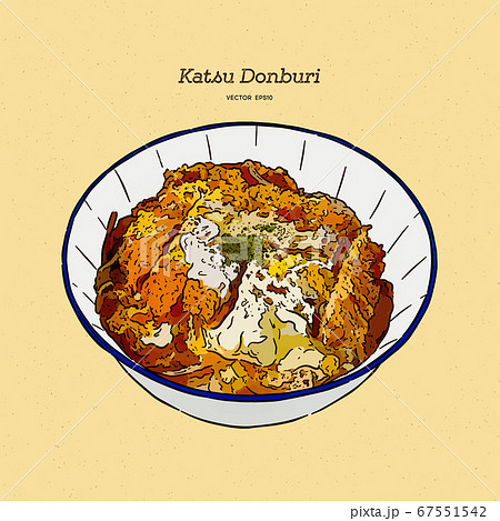 Katsudon is a popular Japanese food, hand draw 67551542
