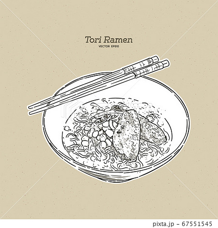 Tori ramen, hand draw sketch vector. Tori ramen, hand draw sketch vector. 67551545