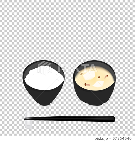 ごはんと味噌汁のセット 朝食のイラスト のイラスト素材