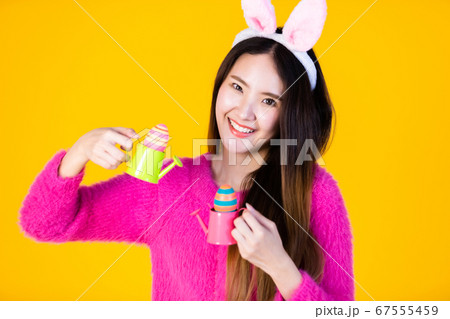 Easter holiday concept, Happy smile Asian Young 67555459