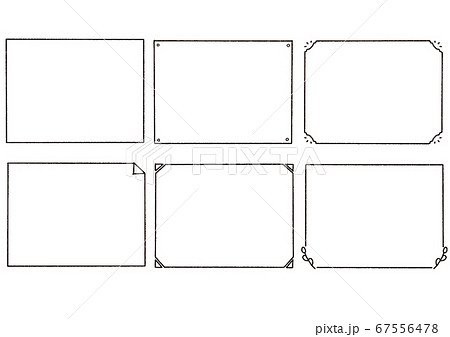 シンプルな線画の手書きフレーム_詰め合わせ シンプル イラスト
