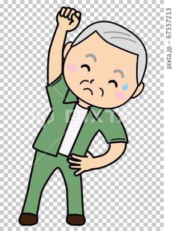 Grandpa pose 01_04 (Grandma doing gymnastics with a slightly troubled face) 67557213