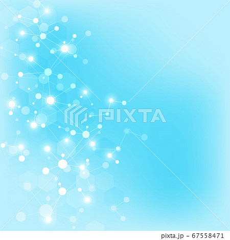 Abstract background of molecular structures. Molecules or DNA strand, genetic engineering, neural network, innovation technology, scientific research. Technological, science and medicine concept. 67558471