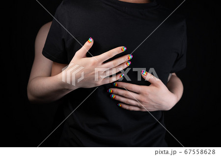 Image of hugging two lesbian women on black background 67558628