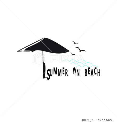 Umbrellas And Seagulls In Summer For Design のイラスト素材