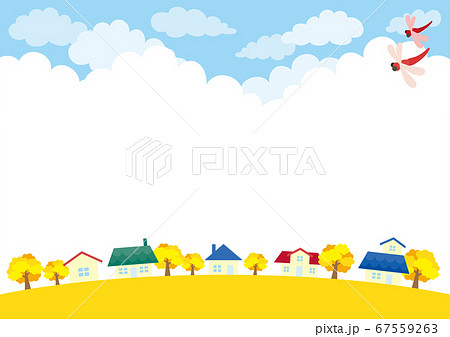 가을의 거리 간단한 풍경 일러스트 배경 자료 - 스톡일러스트 [67559263] - Pixta