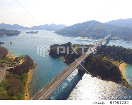 伯方・大島大橋(瀬戸内しまなみ海道)〜ドローンで空撮（愛媛県今治市伯方町） 67561280