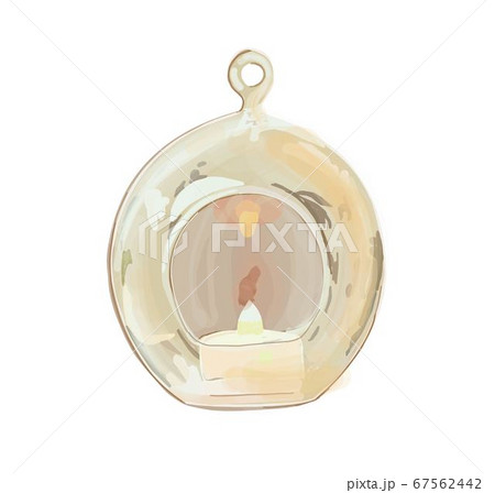 Round glass ball with a candle. Garden candlestick. Vector illustration 67562442