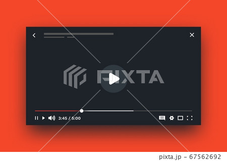 Online player. Live stream video mockup, media player layout with UI elements, timecode and buttons. Vector web screen frame template 67562692