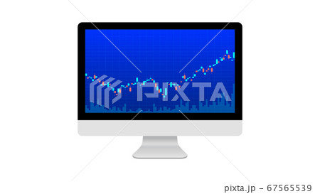 パソコン画面に表示された取引チャート　青背景 67565539