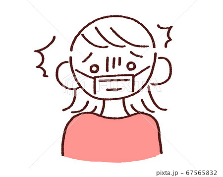 驚くマスク姿の若い女性 驚くマスク姿の若い女性 67565832