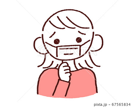 心配するマスク姿の若い女性 67565834