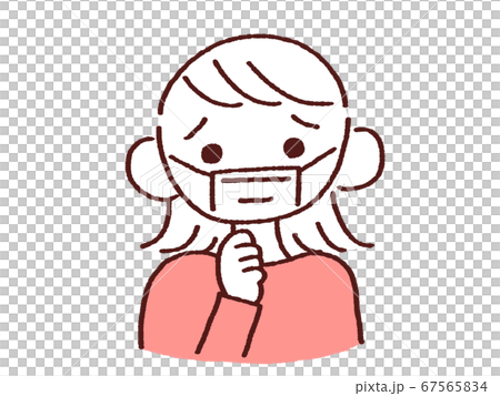 心配するマスク姿の若い女性 67565834