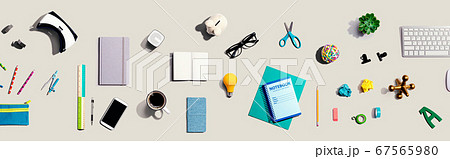 Collection of electronic gadgets and office supplies Collection of electronic gadgets and office supplies 67565980