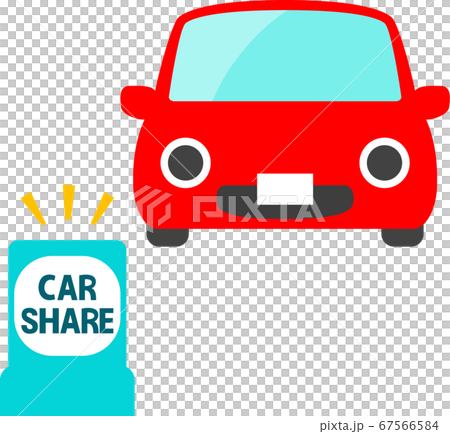 カーシェアリングの看板とかわいい自動車 67566584