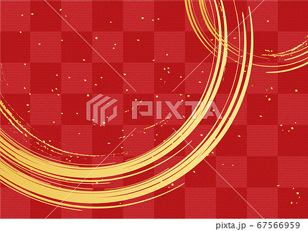 市松模様 筆書き 赤背景のイラスト素材