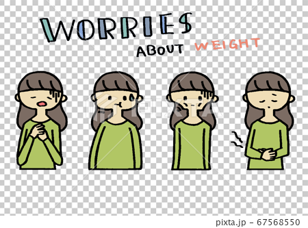 体重の増減で悩むダイエット中の女性のイラスト素材