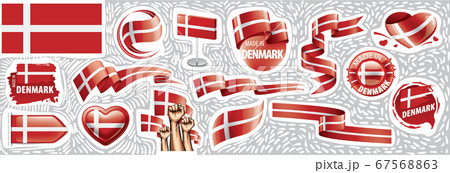 Vector set of the national flag of Denmark in various creative designs 67568863