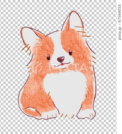 犬 おすわり ふわふわのイラスト素材