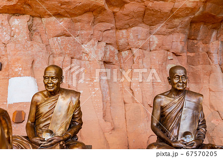 Monk statues at Wat Phu Tok, Bueng Kan, Thailand 67570205