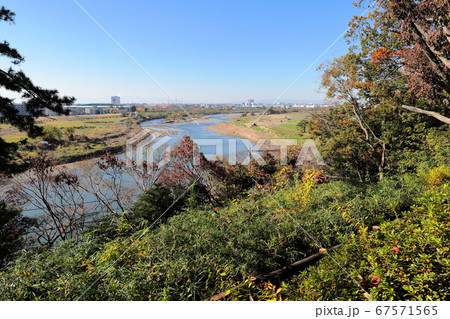 多摩川台公園　秋　紅葉　眺望　多摩川　 67571565