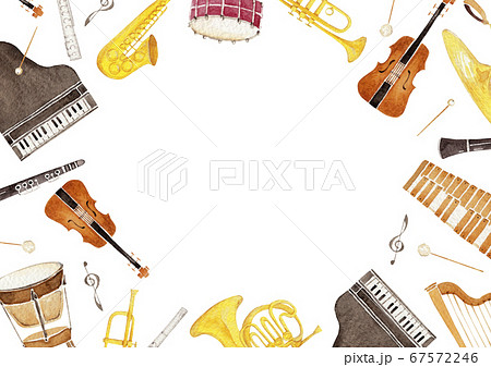 楽器 オーケストラ 背景 フレーム 水彩 イラストのイラスト素材