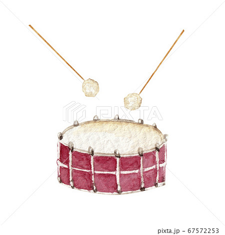 ドラム 太鼓 楽器 オーケストラ 水彩 イラストのイラスト素材