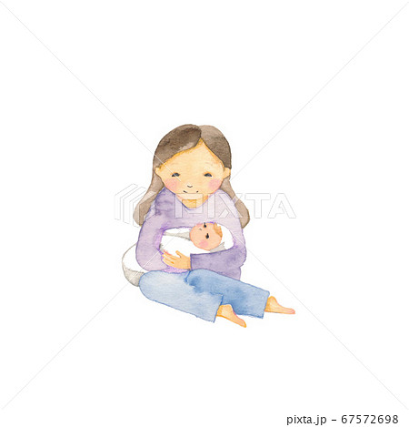 赤ちゃんを抱っこする母親のイラスト素材