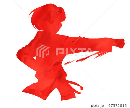 突きを放つ女性のシルエット 突きを放つ女性のシルエット 67572816