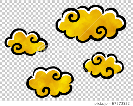 和風の雲の水彩風イラストセット 67573522