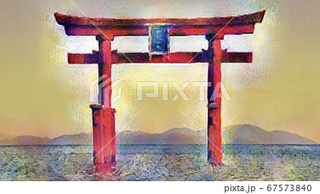 白髭神社のイラスト素材