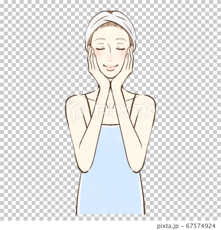 Woman's front facing the cheeks with both hands 67574924