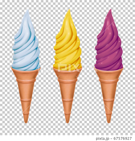 Soft serve ice cream ice set, corn cup 2 (ramune, lemon, grape) Beautiful even when printed 67576927