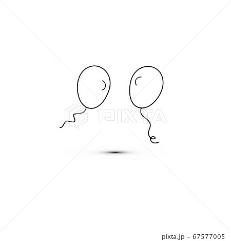 Simple flat style icon of beautiful two balloons for the feast of love on Valentine's Day or March 8th. Vector illustration. 67577005