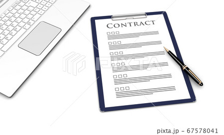 契約書とペン、ノートパソコン 契約書とペン、ノートパソコン 67578041