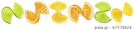 Citrus twists isolated on white background. Lime, 67578828