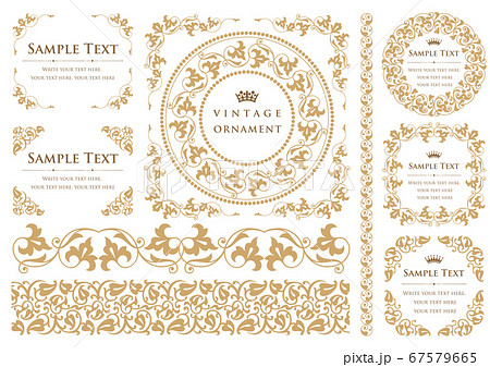ビンテージオーナメントセット。ボーダー、各種フレーム素材。 67579665