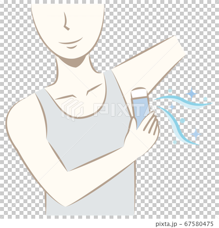 脇に制汗剤やデオドラントクリームを塗る男性 67580475