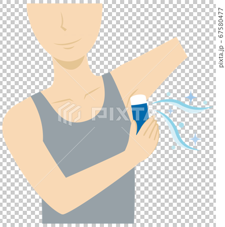 脇に制汗剤やデオドラントクリームを塗る男性 67580477