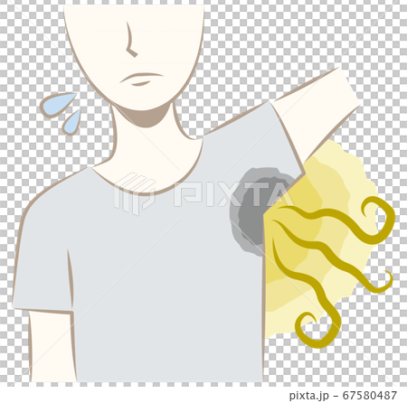 脇汗・脇の臭い・体臭に悩む男性 脇汗・脇の臭い・体臭に悩む男性 67580487