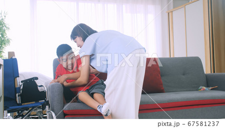 Happy family with father and daughter spending time together at home. 67581237