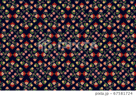 Black background from embroidery bouquets with stylized red and pink flowers and berries Black background from embroidery bouquets with stylized red and pink flowers and berries 67581724