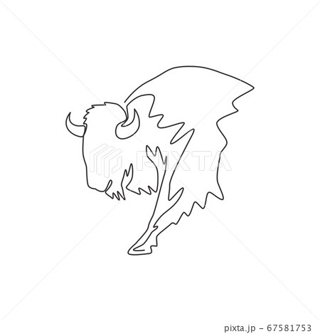 Single continuous line drawing of elegance american bison for multinational company logo identity. Single continuous line drawing of elegance american bison for multinational company logo identity. 67581753
